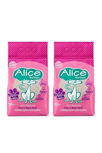 Alice Kartopu Kalın Ve Beyaz Taneli Pudra Kokulu Kedi Kumu 2x10 Lt.