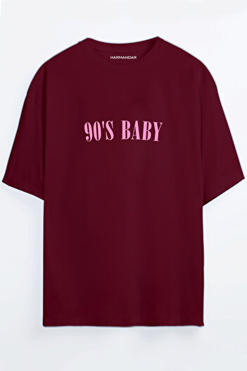 Harmandar Μπλουζάκι 90's Baby Printed Claret Red - Μπλε Oversize