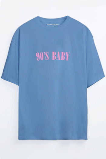 Harmandar Μπλουζάκι 90's Baby Printed Claret Red - Μπλε Oversize