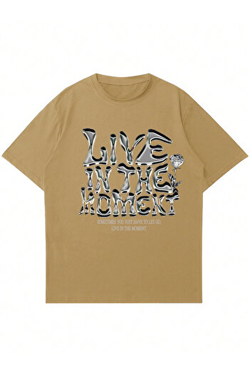 Mad&Calf Μπλουζάκι Unisex Live In The Moment με στάμπα Oversize