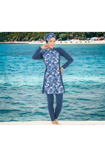 Shopiolog Long Sleeve Palm Tree Patterned Flexible Full Hijab