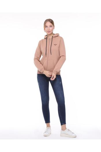 Backpacker Women's Sweatshirt Hooded Zippered Beige