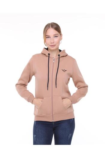 Backpacker Women's Sweatshirt Hooded Zippered Beige