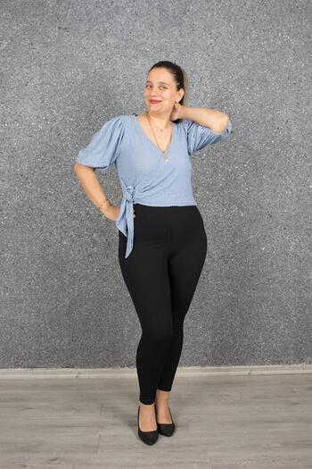 Truva XXL Plus Size Side Tie Wrap Fabric Blouse Colorful B085