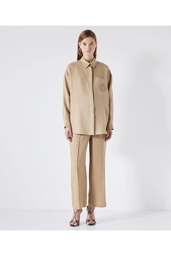 İpekyol Monogram embroidery linen shirt 25196-24