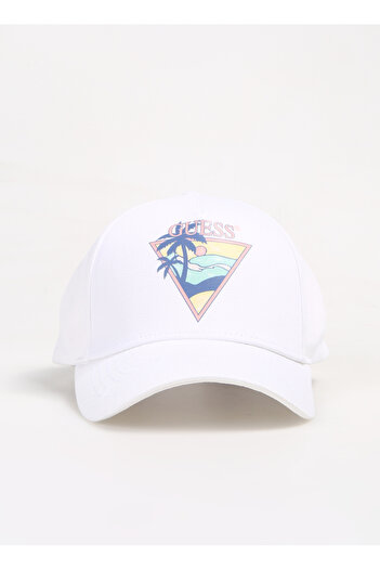 Guess Mens White Hat - M4Gz15Wf8V0G011 Triangle Palm Baseb
