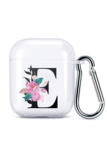 PrintiFy Apple AirPods 1St Generation. Generation Compatible Letter Design Transparent Silicone Case - E White 6 Months AirPods 2. Nesil Ap