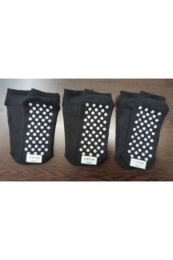 Leement socks 3 чифта черни неплъзгащи се памучни чорапи Tawaf с плетен горен част