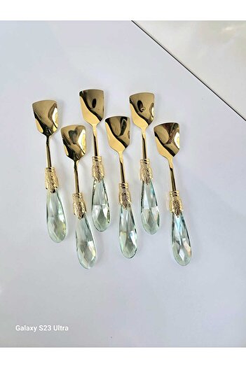 MaviDamla 6 PIECES DROP CRYSTAL MODEL GREEN ICE CREAM SPOON