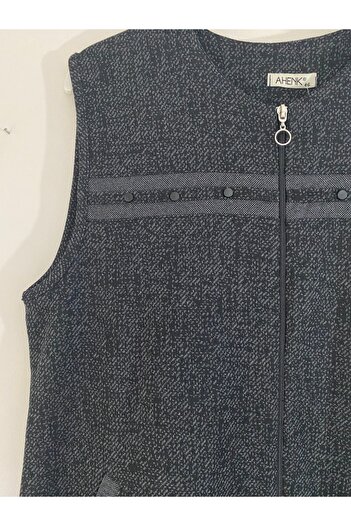 sinankardeşler Women's Zippered Large Size Mother's Vest/Pardes with Pockets