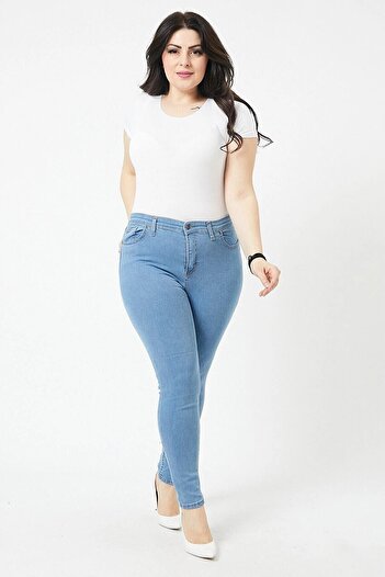 Lixera Light Blue High Waist Plus Size Jean Trousers