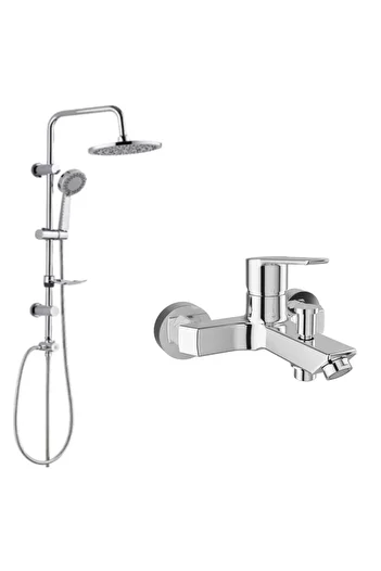 KALE Mare Bathroom Faucet and Theme 53230 Overhead Shower Set