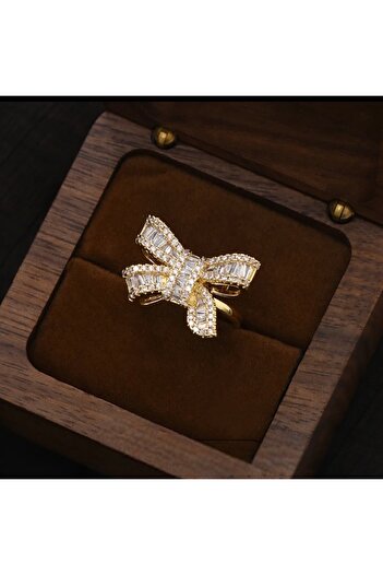 neslyaccessories Vip Seri 14K Altın Renk Fiyonk Tasarım Yüzük