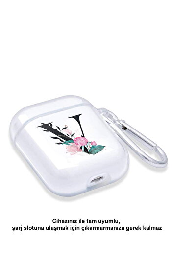 PrintiFy Apple AirPods 2Nd Generation. Generation Compatible Letter Design Transparent Silicone Case - V White 6 Months AirPods 2. Nesil Ap
