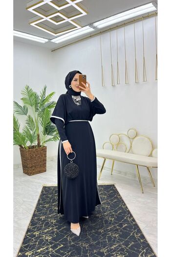 FIRSTESLEM Medina Silk Glitter Detailed Sevde Dress and Side slit Double Set