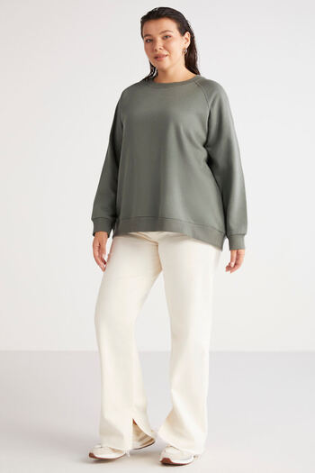 ETHIQUET Πράσινο φούτερ Fleece Relaxed Fit Plus Size - Γυναικεία Barborabb