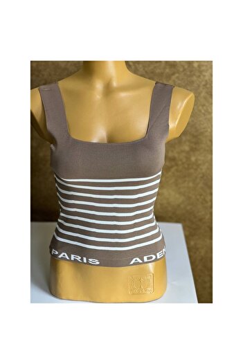 Bima Ticaret Women's Square Collar Striped Knitwear Undershirt