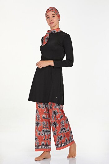 Remsa Mayo Lycra Full Covered Hijab Swimsuit Wide Leg Ellen 4520 Black