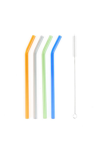 Tohana 20 cm Colorful Set of 4 Glass Straws