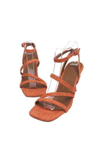 bescobel Orange Denim Material Women's Sandals - 8 cm 9902