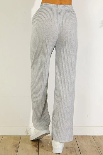 Sashaa Collection Pantaloni și pantaloni de trening cu nervuri gri pentru femei