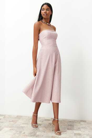 Trendyol Collection Rochie de seara cu pulbere tesuta eleganta - A-Cut TPRSS24EL00160