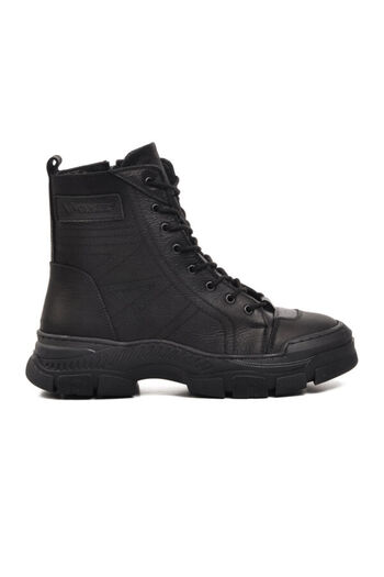 Voyager Μαύρα γυναικεία μποτάκια Nubuck από γνήσιο δέρμα με φλις εσωτερικά