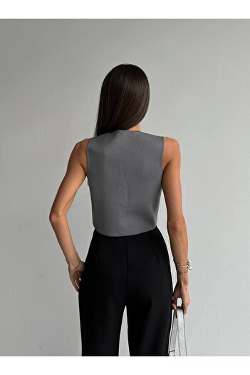 Laluvia Smoked Buttoned Knitwear Vest