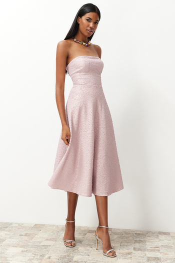 Trendyol Collection Rochie de seara cu pulbere tesuta eleganta - A-Cut TPRSS24EL00160