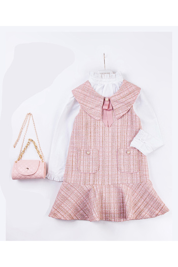 Gocoland Girl's 3-Piece Suit Tweed Gilet - Shirt - Bag