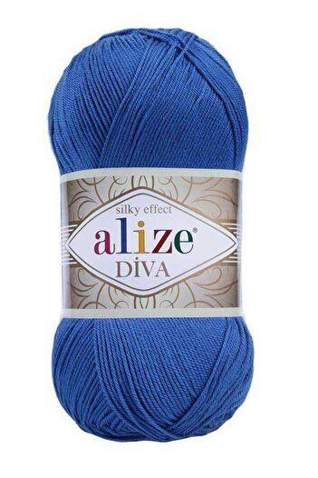 Alize Diva Mercerized 5 Pieces Thread Summer Bikini Bustier - Πλεκτό νήμα, 132 Saks Blue