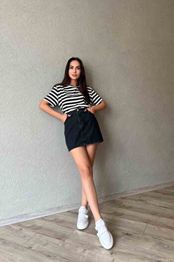 Seda Yalçın Atelier Black Pocket Detailed Mini Denim Skirt
