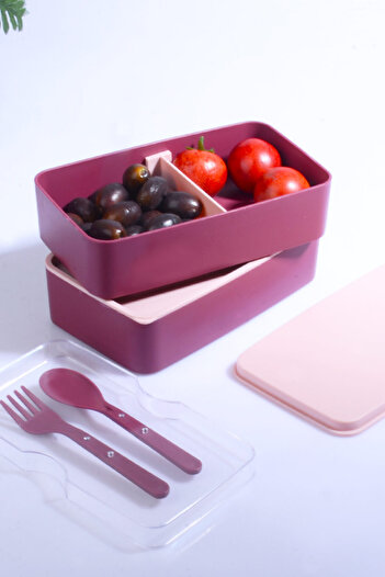 Porselen Diyarı 2 Tiers Microwave Compatible Food Storage Container Lunch Box Athlete Student School Workplace Lunch Box