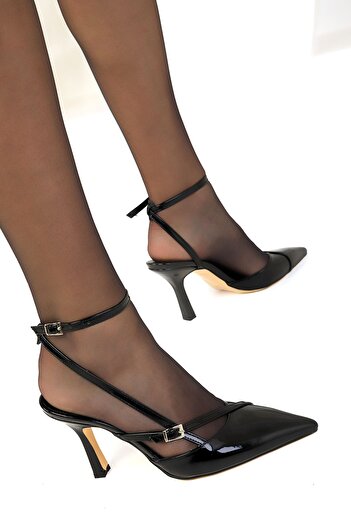 SOHO Black Patent Leather Women's Classic Heeled Shoes 19099