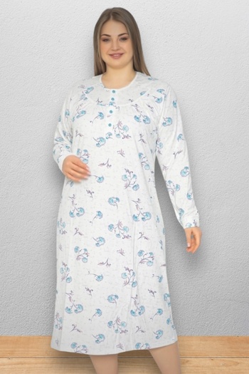 Nitesheys Cămașă de noapte pentru mamă, cu mânecă lungă, 100% bumbac pieptănat, mărime mare, cămașă de noapte pentru spital, maternitate și maternitate