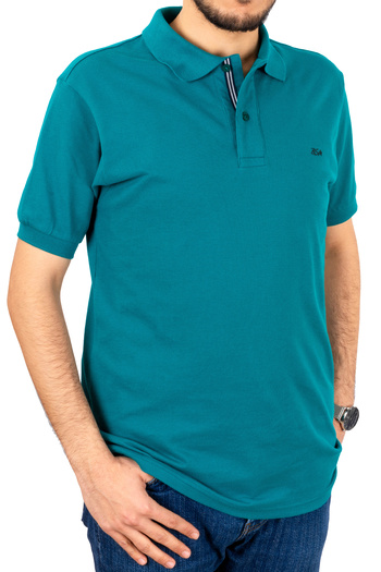 BSM Men's High Quality Short Sleeve Polo Collar Petrol Green Pique T-Shirt