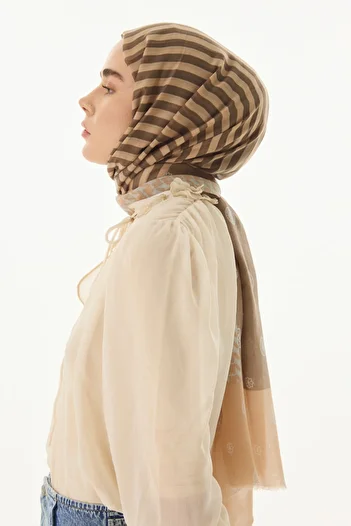 FENZA SCARF BELINDA MINIMAL PATTERN ΜΠΕΖ ΒΑΜΒΑΚΙ ΣΑΛΙ