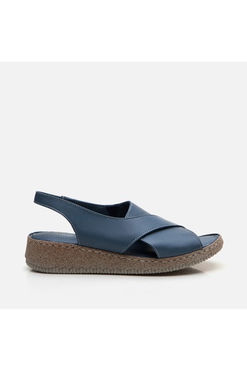 Hotiç Genuine Leather Blue Women's Flat Sandals