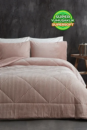 Evlen Home Collection Shrpa Quilt - Plush Soft Daily Wellsoft Double 3-Piece Powder Bed Cover Sleeping Set