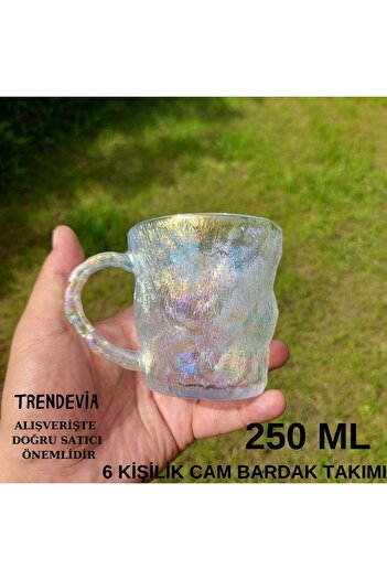 Janset 6 kişilik Buz Görünümlü Cam Bardak Seti