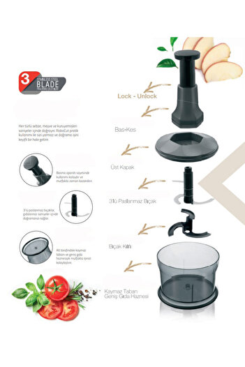 LUCKYHOMES RoboCut 3 - Push-Over Hand Rondo with Stainless Blades