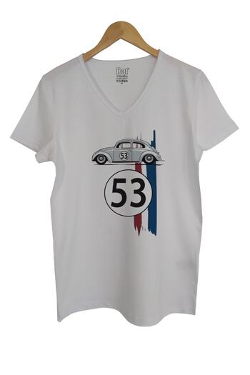 Raf Coll Μπλουζάκι Unisex Λευκό με V λαιμόκοψη