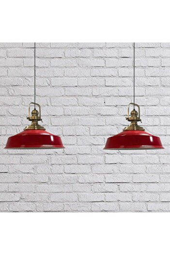 Bamyum Pendelleuchte Asletl, 2 Flammig Metall 41 cm, Rot Lampe