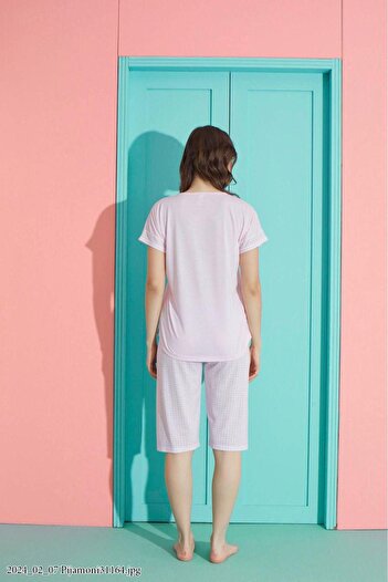 Pijamoni Kadın Kısakol Kaprili Pijama Takımı