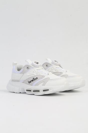 Benetton ® İTHAL  Beyaz Çocuk Bağcık Mekanizmalı Spor Ayakkabı  BNI-10253