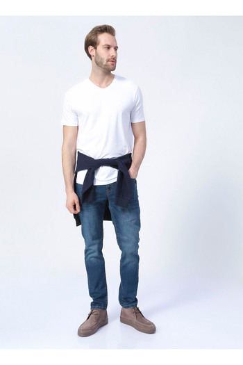 Fabrika White Men's Basic Modal T-Shirt Romeo-V