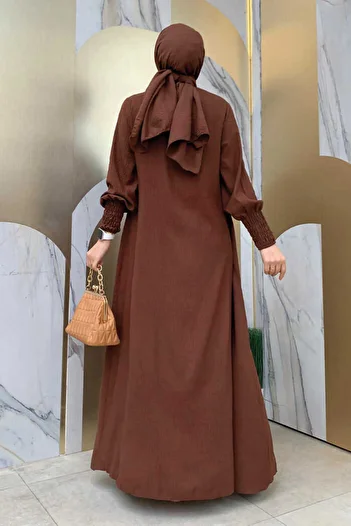 Bym Fashion Brown Shawl Dress Set 3883