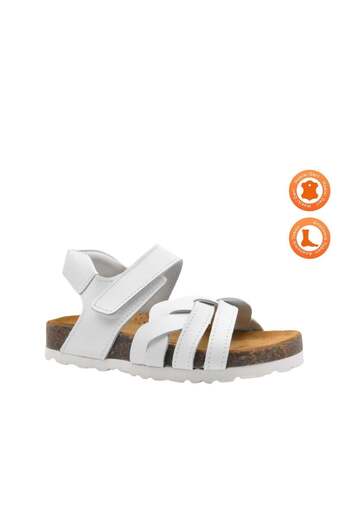 kids A more Ellison Single Velcro Leather Girl's Sandals White