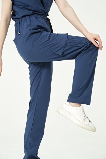 Pratik Medikal Blue Lycra Storm - Buzunar cargo unisex, uniformă pentru medic și asistentă