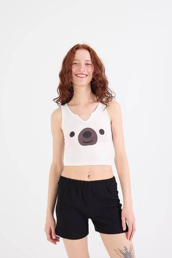 Addax Printed Shorts Pajamas Set Ş053-M8